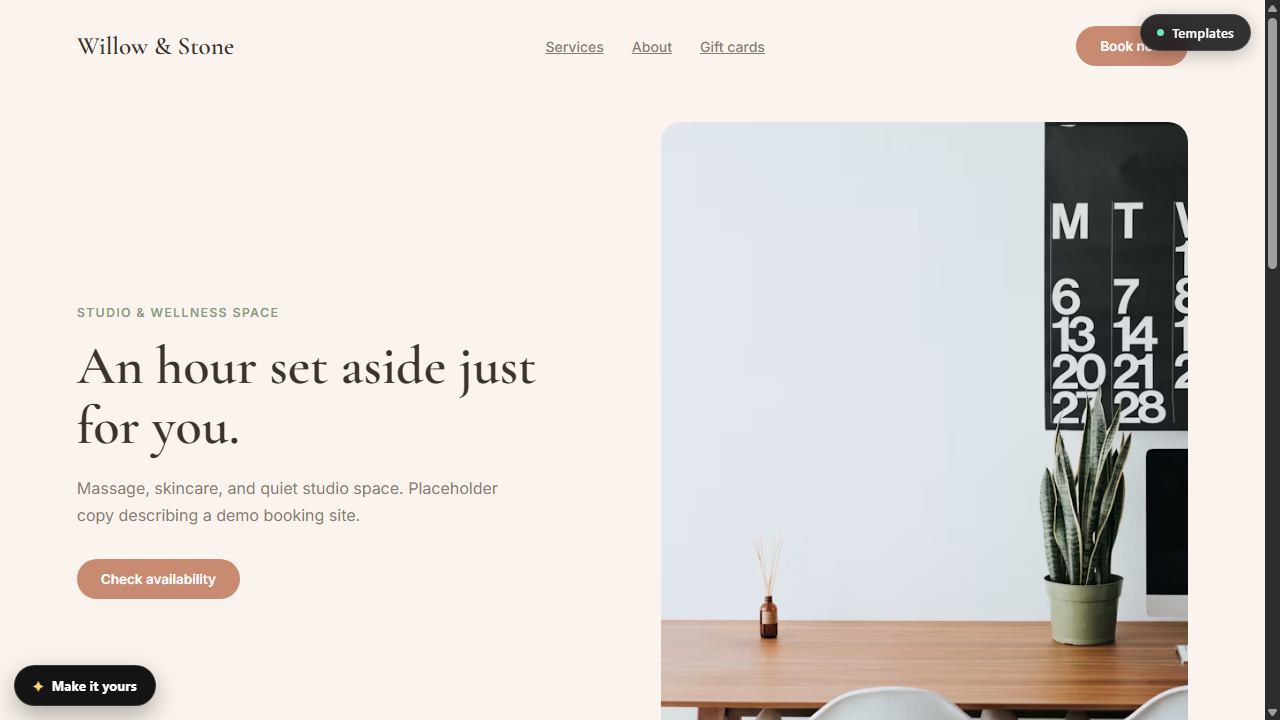 Booking website template screenshot